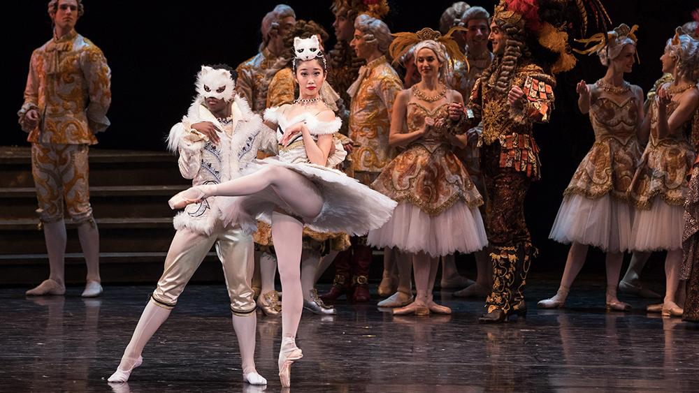 Siphesihle November and Miyoko Koyasu with Artists of the Ballet in The Sleeping Beauty. Photo by Teresa Wood. 