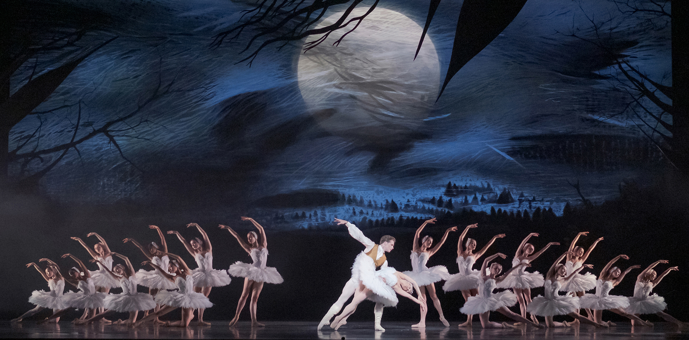 Harrison James and Jurgita Dronina with Artists of the Ballet in Swan Lake.